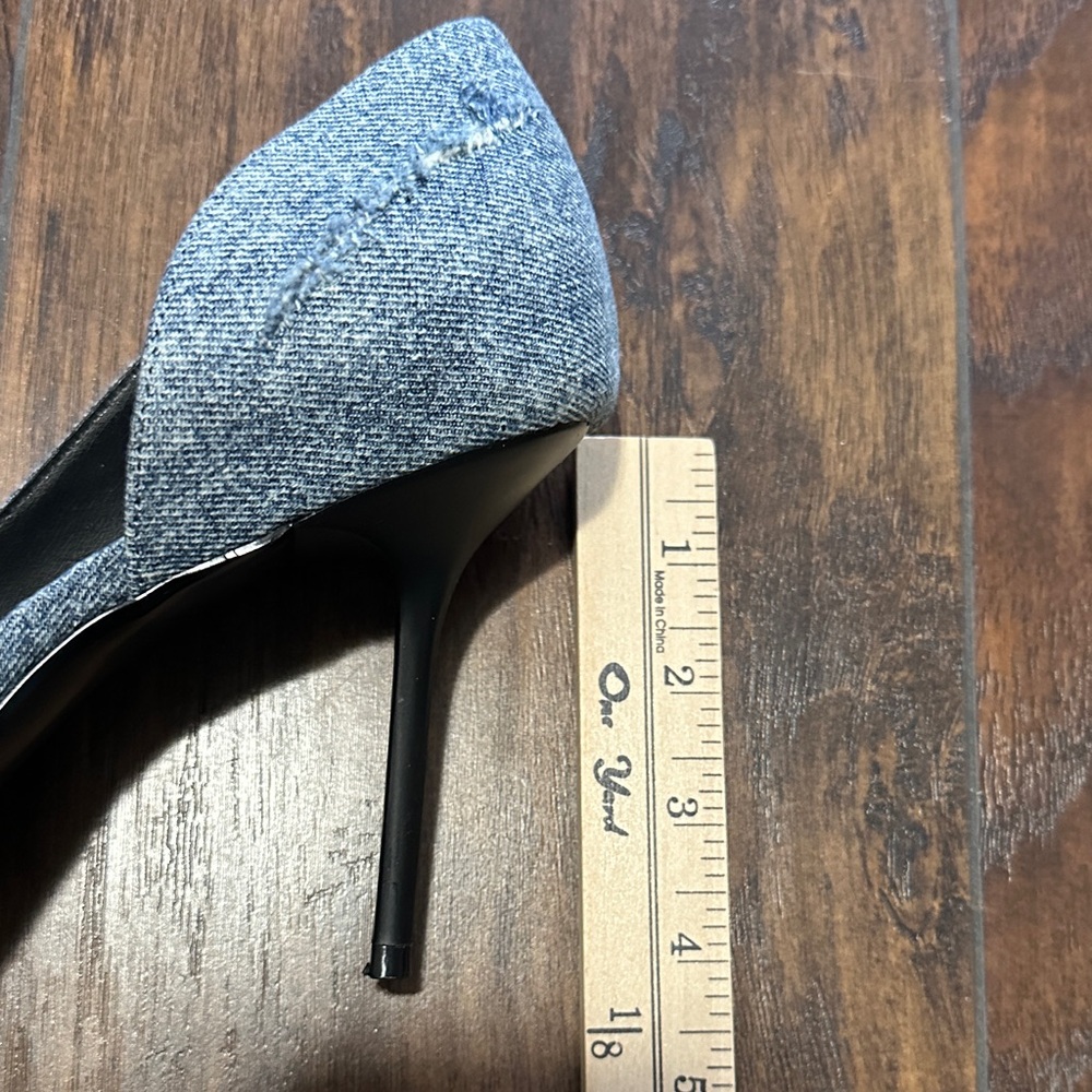 Steve Madden Distressed Denim Stiletto Heels with Crystal Buckle 11 - Picture 6 of 8